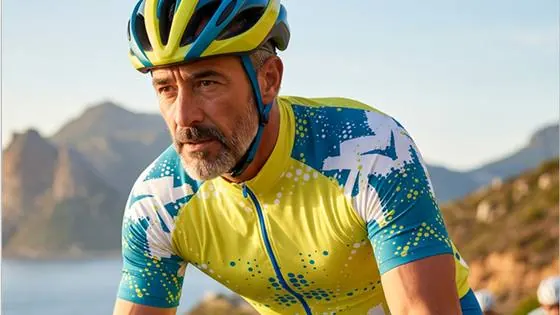 Custom sublimated cycling top worn by a cyclist